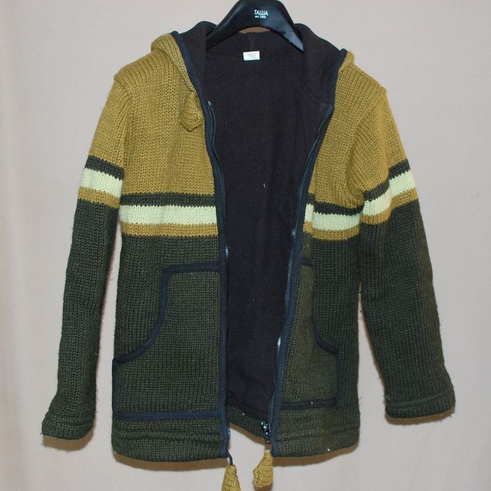 Wool Zip up Sweater with a Hoodie
